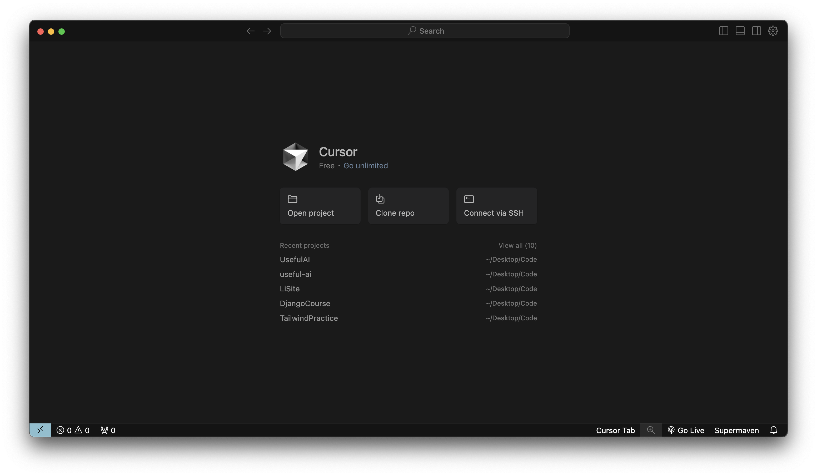 Общий интерфейс Cursor