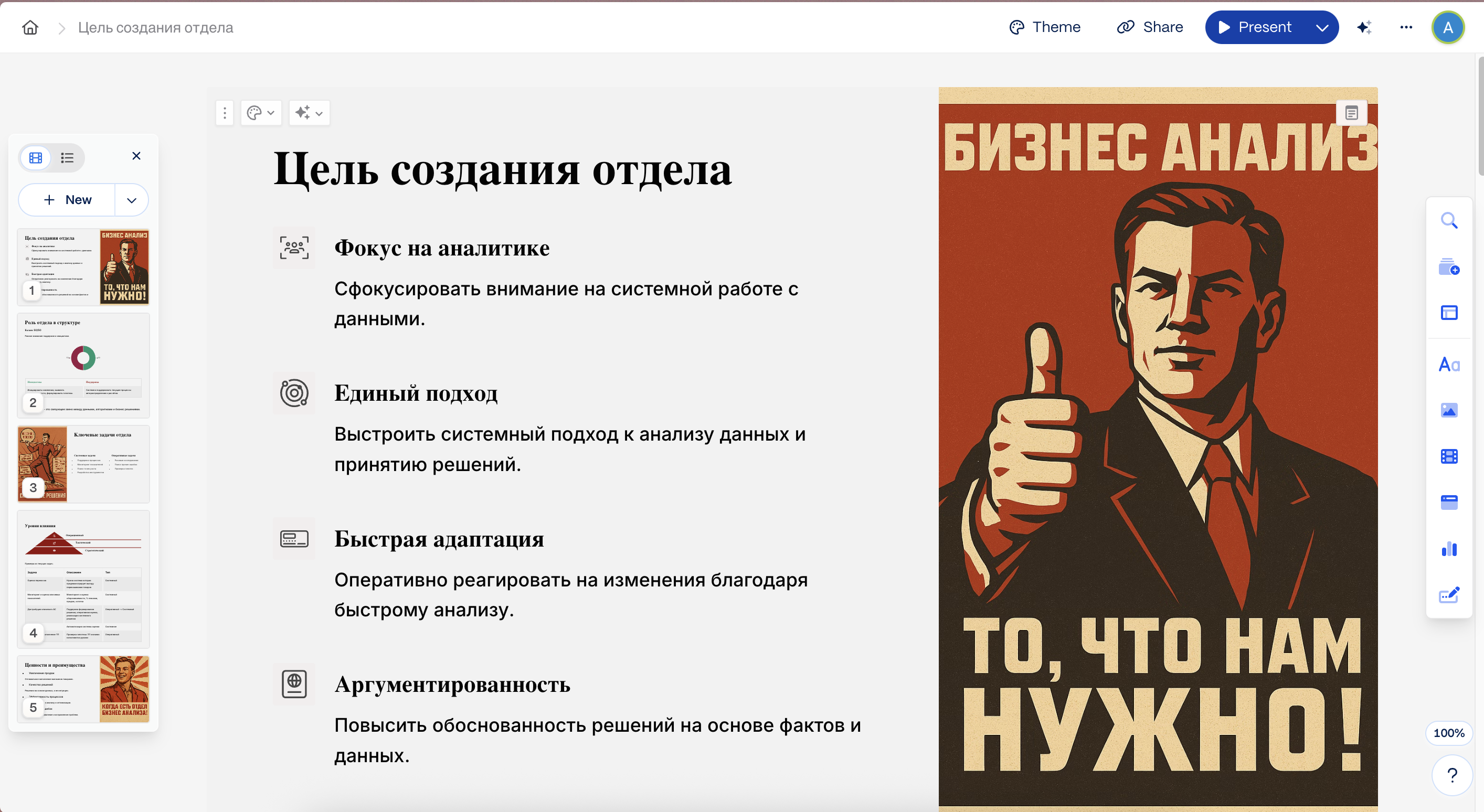 Рабочий процесс в Gamma AI