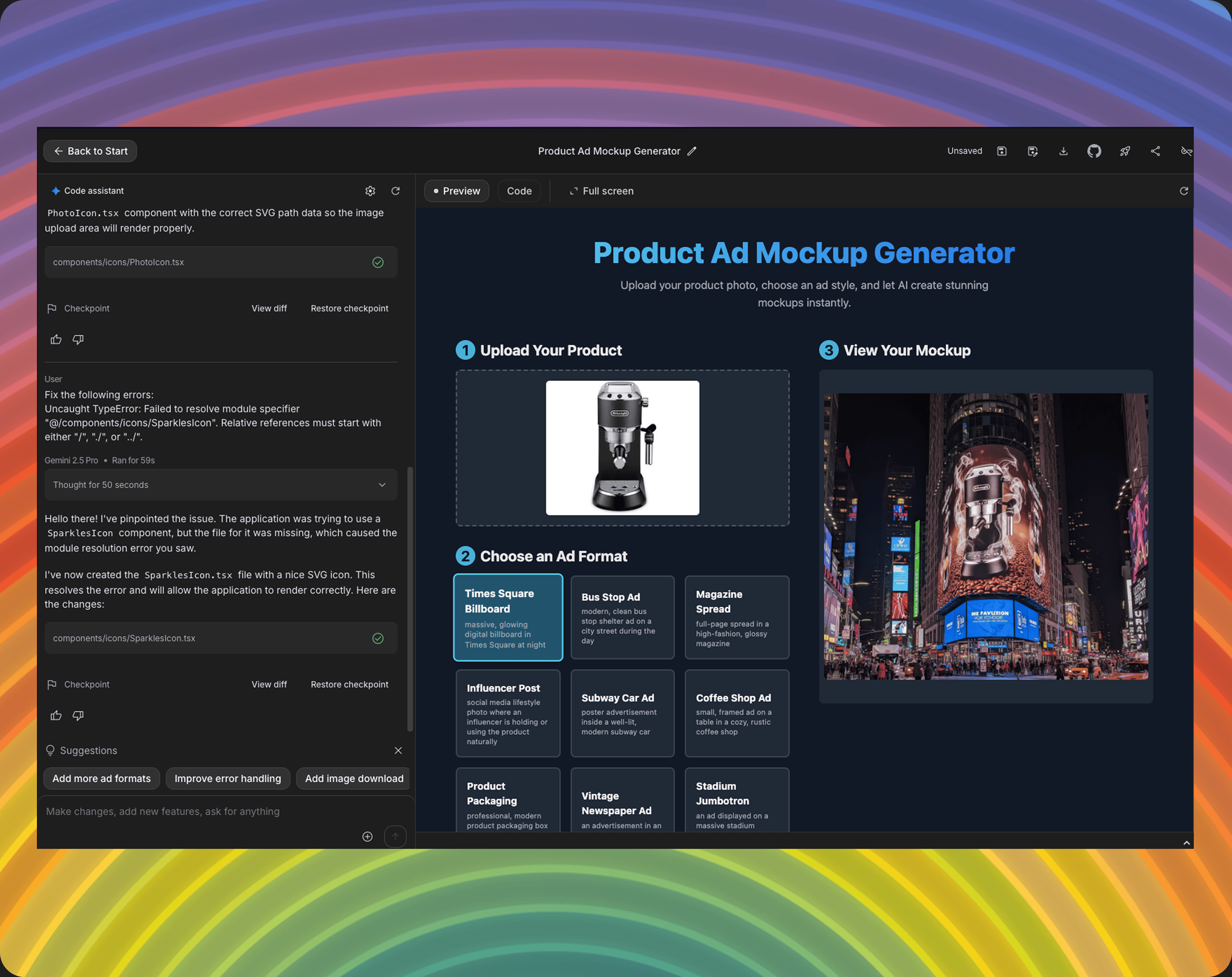 Интерфейс приложения процесс работы